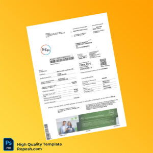 Greece DEI Editable Electricity Bill Template in Word and PDF formats