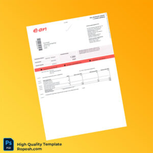 Hungary EON Editable Utility Bill Template in Word and PDF formats 2 page