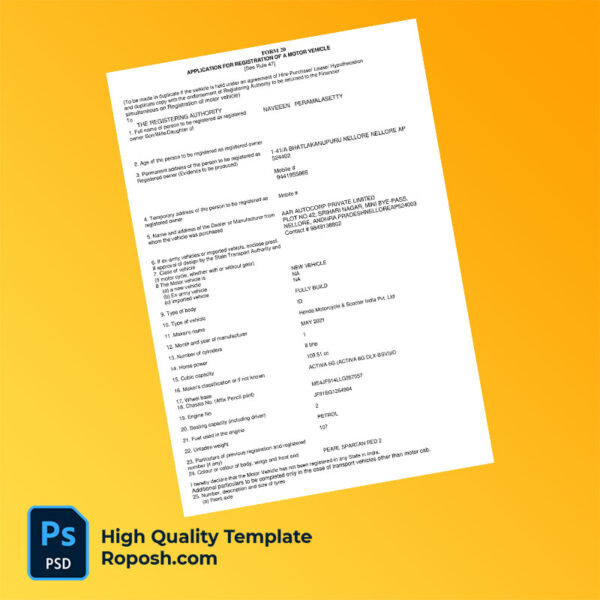 India AAR Autocorp Private Limited Editable Tax Invoice Template in Word and PDF formats