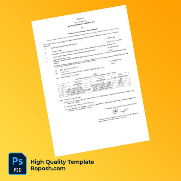 India AAR Autocorp Private Limited Editable Tax Invoice Template in Word and PDF formats