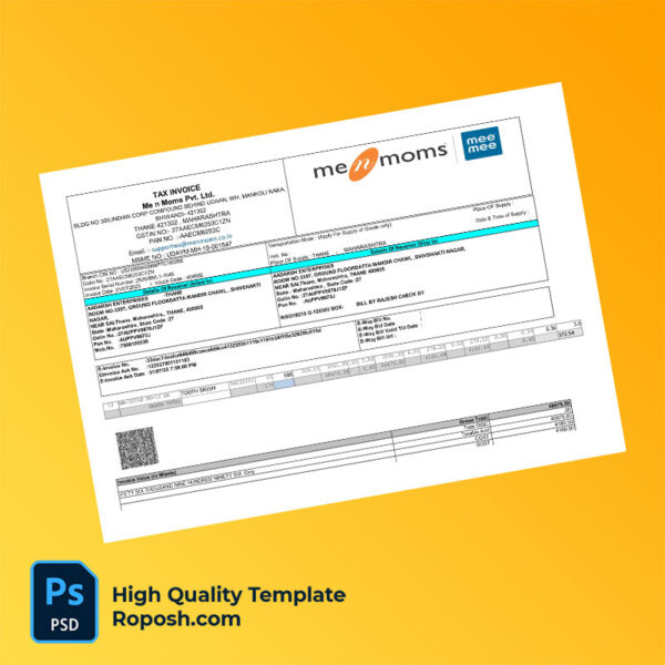 India Aadarsh Editable Tax Invoice Template in Word and PDF formats