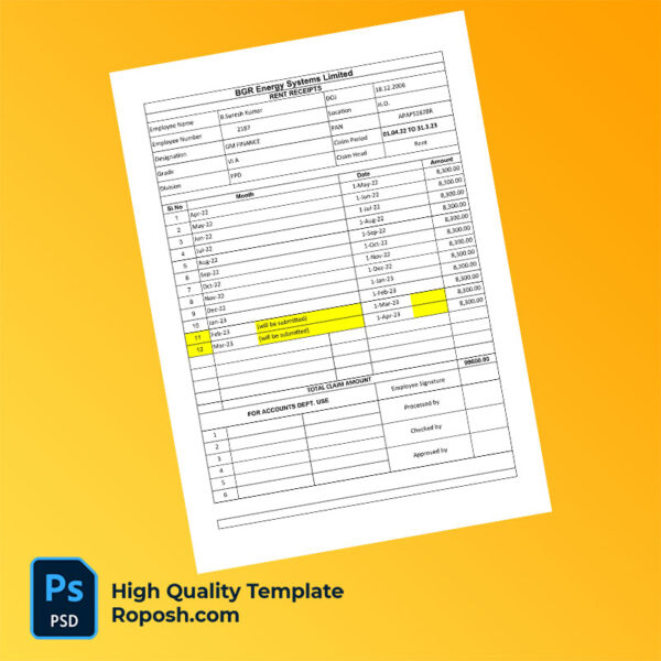 India BGR Energy Systems Limited Editable Reimbursement Claim Form Template in Word and PDF formats