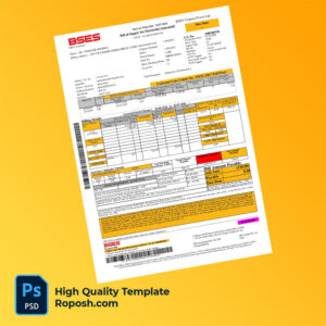 India BSES Yamuna Power Ltd Editable Electricity Bill Template in Word and PDF formats