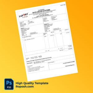 India Bath Decor Systems Editable Tax Invoice Template in Word and PDF formats