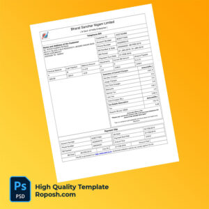 India Bharat Sanchar Nigam Limited Editable Telephone Bill Template in Word and PDF formats