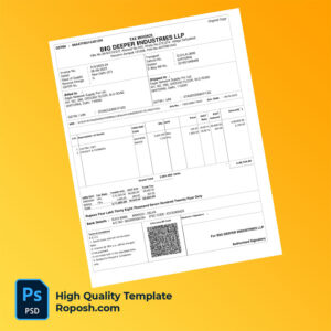 India Big Deeper Industries LLP Editable Tax Invoice Template in Word and PDF formats