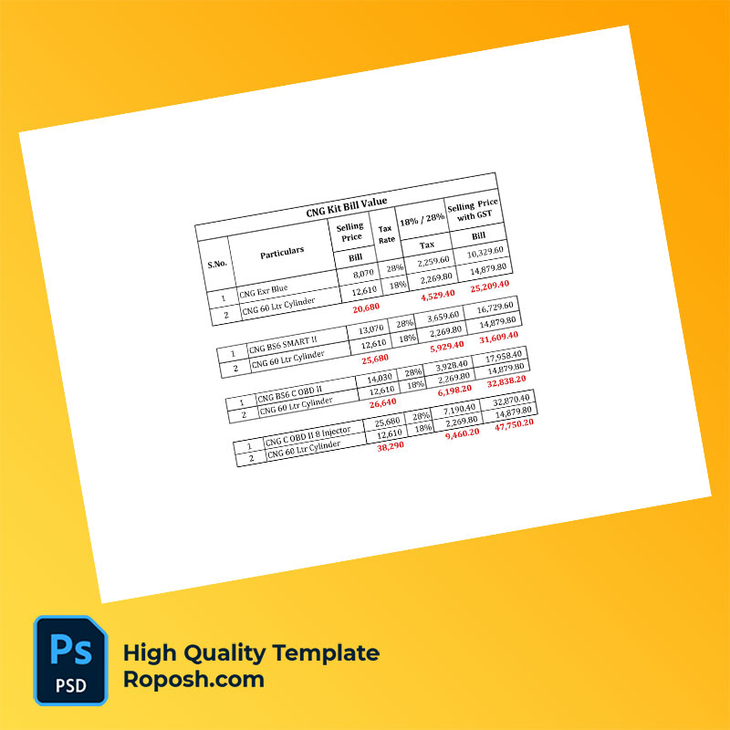 India CNG Kit Supplier Editable GST Tax Invoice Template in Word and PDF formats India CNG Kit Supplier Editable GST Tax Invoice Template in Word and PDF formats