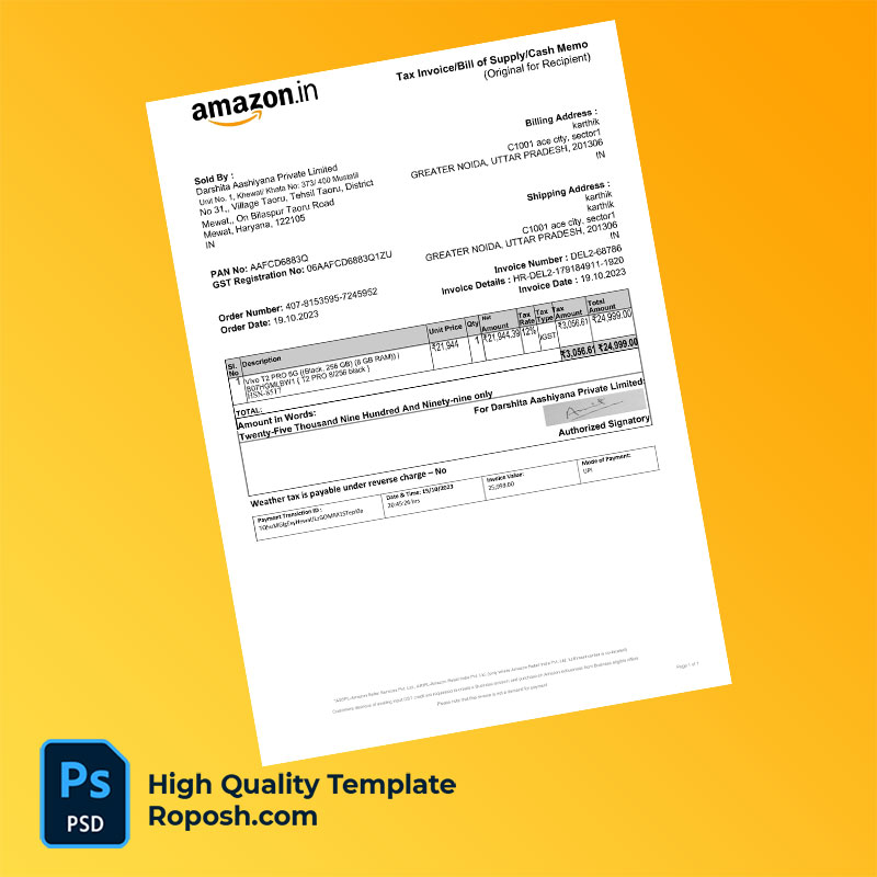 India Darshita Aashiyana Private Limited Editable Tax Invoice Template in Word and PDF formats India Darshita Aashiyana Private Limited Editable Tax Invoice Template in Word and PDF formats