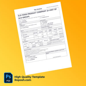 India G.D Food Product Company Editable Tax Invoice Template in Word and PDF formats