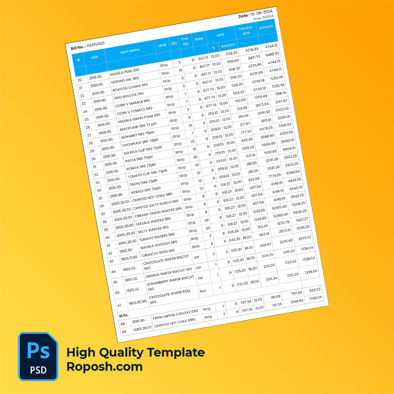 India Gokul Snacks Pvt Ltd Editable Tax Invoice Template in Word and PDF formats India Gokul Snacks Pvt Ltd Editable Tax Invoice Template in Word and PDF formats