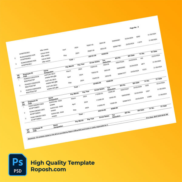 India Government Of Rajasthan Editable Income Tax Report Template in Word and PDF formats