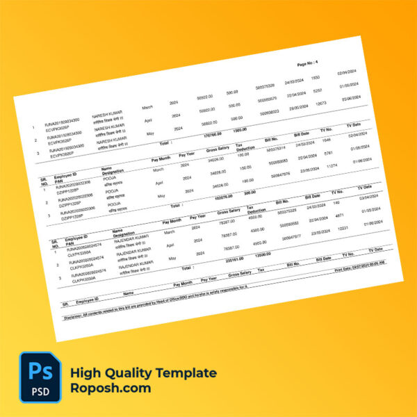 India Government Of Rajasthan Editable Income Tax Report Template in Word and PDF formats