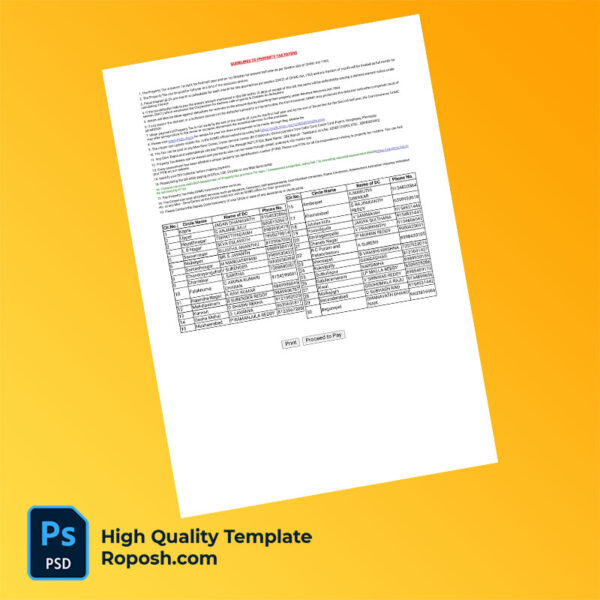 India Greater Hyderabad Municipal Corporation Editable Property Tax Demand Bill Template in Word and PDF formats