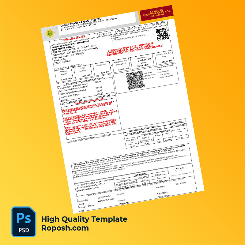 India Gurugram Metropolitan Development Authority Editable Property Tax Bill Template in Word and PDF formats India Gurugram Metropolitan Development Authority Editable Property Tax Bill Template in Word and PDF formats