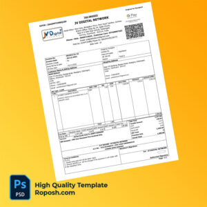 India JV Digital Network Editable Tax Invoice Template in Word and PDF formats