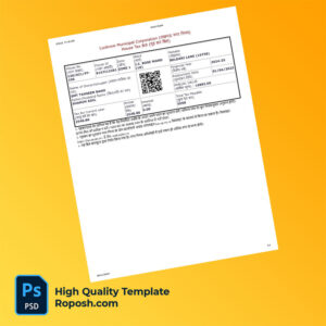 India Kolkata Editable Property Tax Bill Template in Word and PDF formats