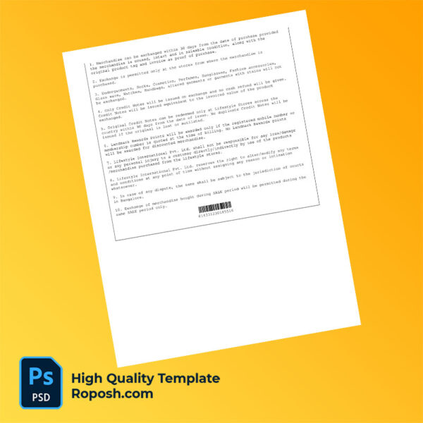 India Lifestyle International Pvt Ltd Editable Tax Invoice Template in Word and PDF formats