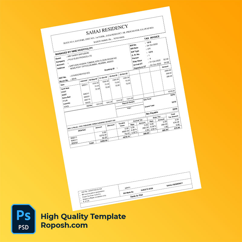 India Marriott Westchester Editable Hotel Bill Template in Word and PDF formats India Marriott Westchester Editable Hotel Bill Template in Word and PDF formats