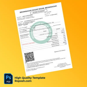 India Medininagar Nagar Nigam Editable Holding Tax Receipt Template in Word and PDF formats
