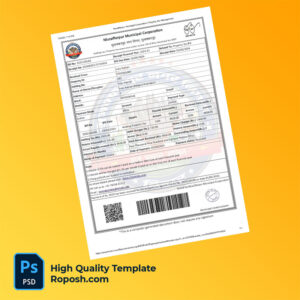 India Muzaffarpur Municipal Corporation Editable Property Tax Receipt Template in Word and PDF formats