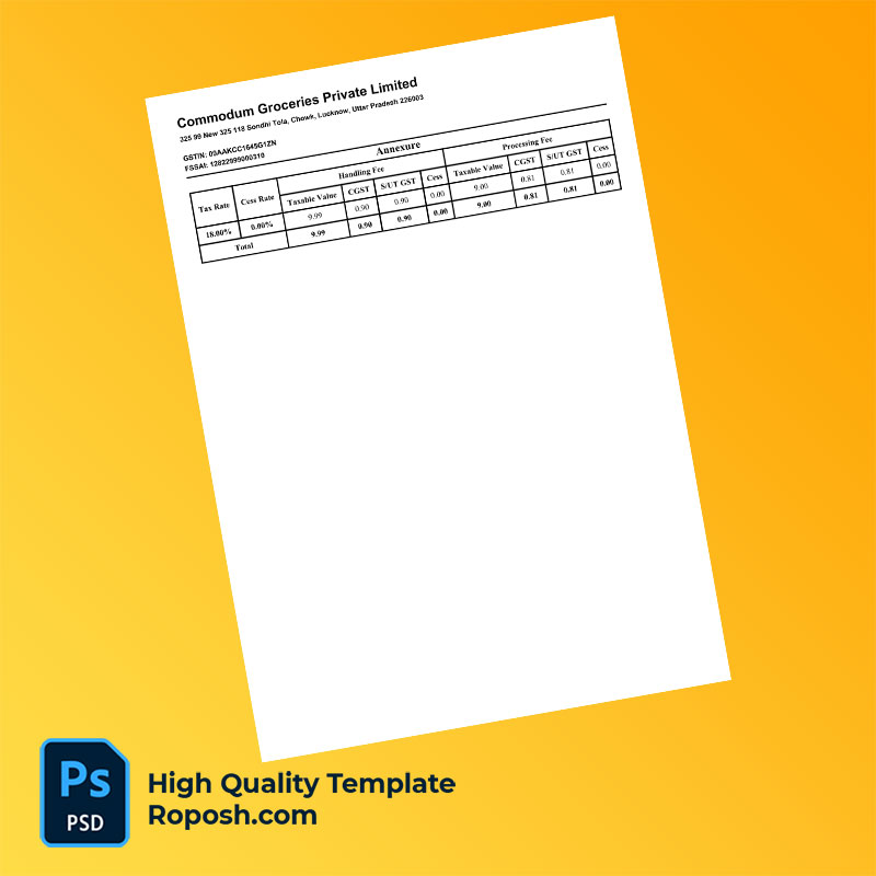 India Opel Iron Works Editable Tax Invoice Template in Word and PDF formats India Opel Iron Works Editable Tax Invoice Template in Word and PDF formats