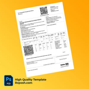 India TATA 1MG Healthcare Solutions Private Limited Editable Tax Invoice Template in Word and PDF formats