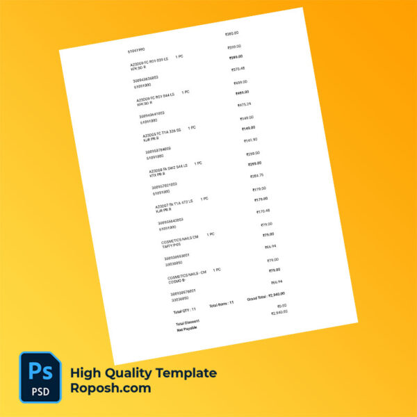 India Trent Limited Editable Tax Invoice Template in Word and PDF formats