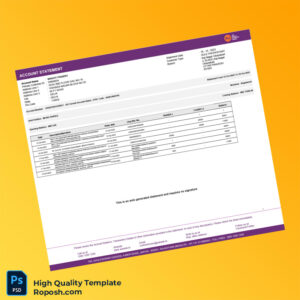 India AUBL Bank Statement Template in Word and PDF formats