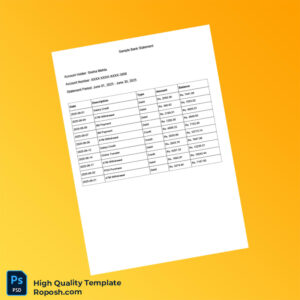 India Account Statement Template in Word and PDF formats