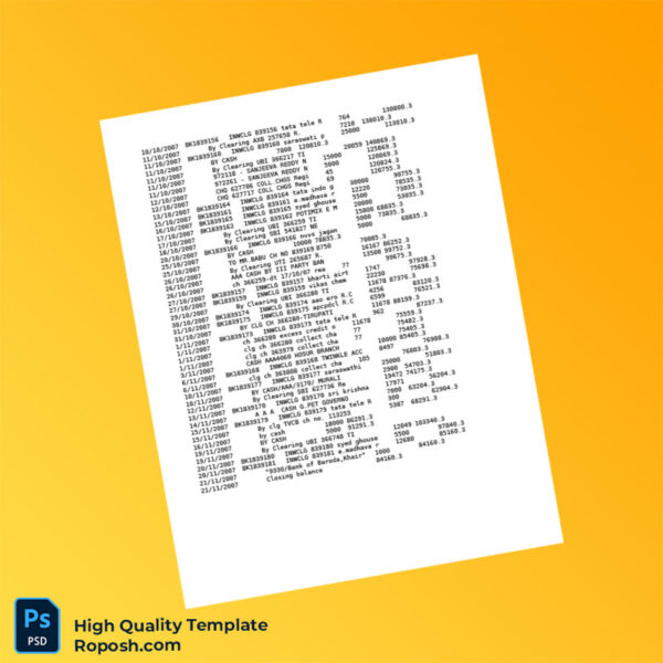 India Apex Industries Bank Statement Template in Word and PDF formats 3 page
