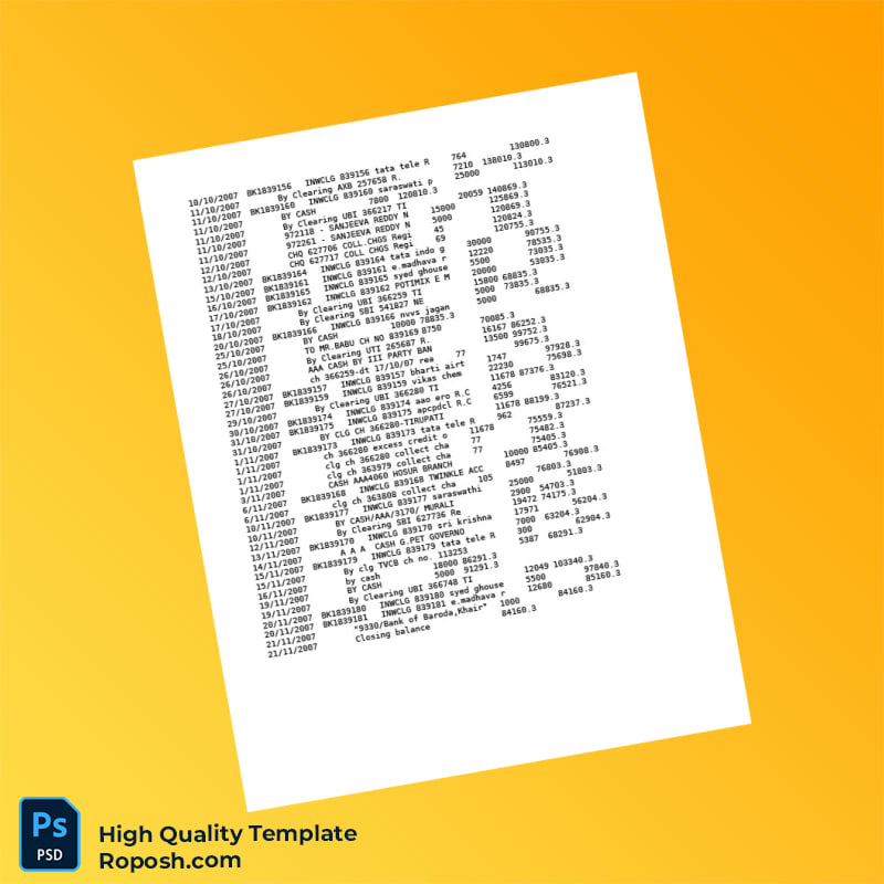 India Apex Industries Bank Statement Template in Word and PDF formats 3 page India Apex Industries Bank Statement Template in Word and PDF formats 3 page
