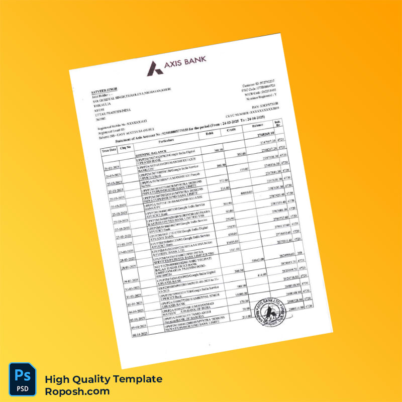 India Axis Bank Balance Certificate Template in Word and PDF formats 3 page India Axis Bank Balance Certificate Template in Word and PDF formats 3 page