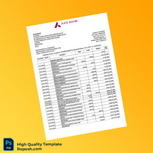 India Axis Bank Bank Statement Template in Word and PDF formats 8 page India Axis Bank Bank Statement Template in Word and PDF formats 8 page