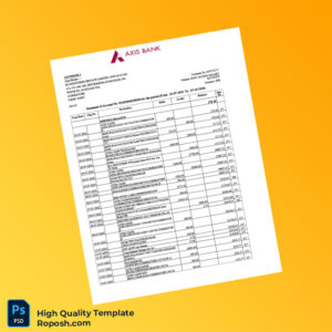 India Axis Bank Statement Template in Word and PDF formats 6 page