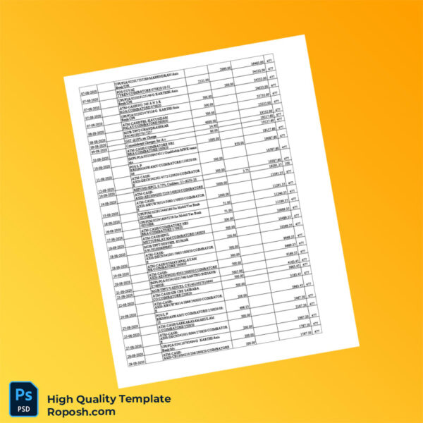India Axis Bank Statement Template in Word and PDF formats 6 page
