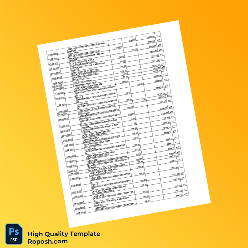 India Axis Bank Statement Template in Word and PDF formats 6 page India Axis Bank Statement Template in Word and PDF formats 6 page