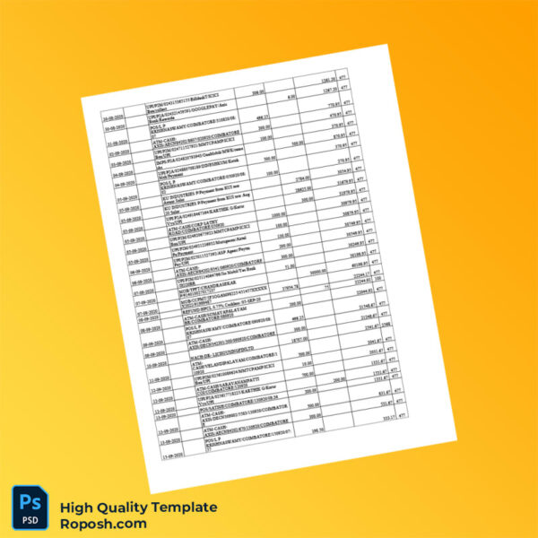 India Axis Bank Statement Template in Word and PDF formats 6 page