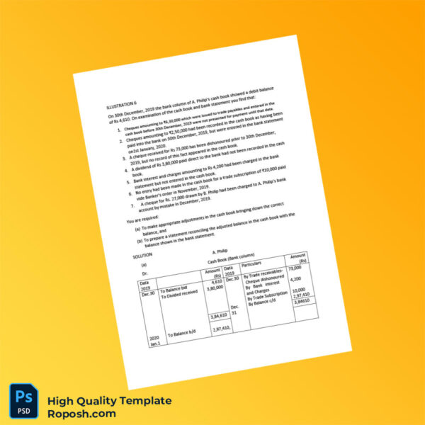 India Bank Reconciliation Statement Template in Word and PDF formats 6 page