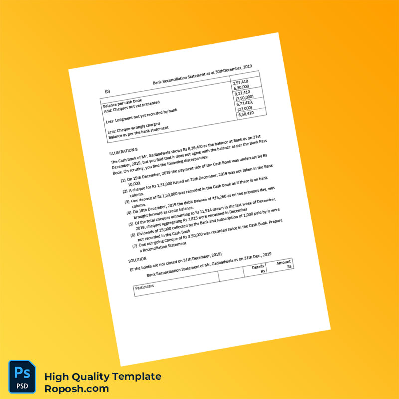 India Bank Reconciliation Statement Template in Word and PDF formats 6 page India Bank Reconciliation Statement Template in Word and PDF formats 6 page