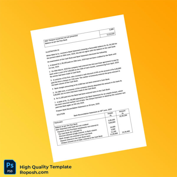 India Bank Reconciliation Statement Template in Word and PDF formats 6 page