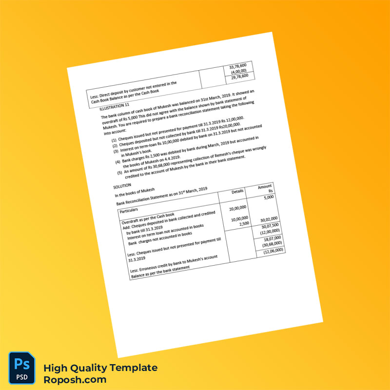 India Bank Reconciliation Statement Template in Word and PDF formats 6 page India Bank Reconciliation Statement Template in Word and PDF formats 6 page