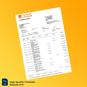 India Bank of Baroda Statement Template in Word and PDF formats 3 page