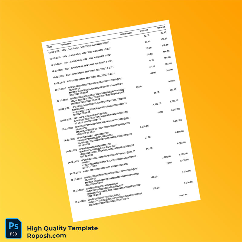 India Canara Bank Bank Statement Template in Word and PDF formats 6 page India Canara Bank Bank Statement Template in Word and PDF formats 6 page