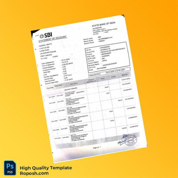India Document Type Template in Word and PDF formats 5 page