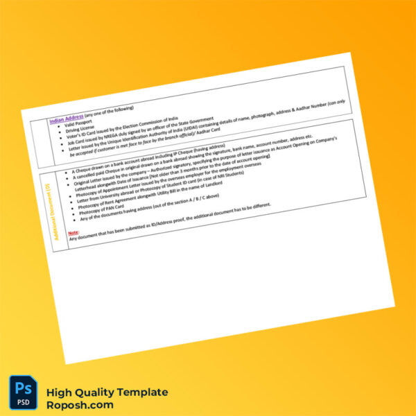 India Editable Address Proof Document Template in Word and PDF formats 2 page