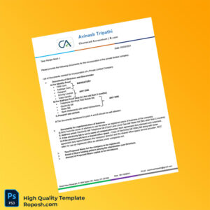 India Editable Document List for Incorporation of a Private Limited Company Template in Word and PDF formats