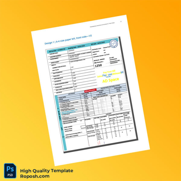 India Editable Electricity Bill Template in Word and PDF formats 6 page
