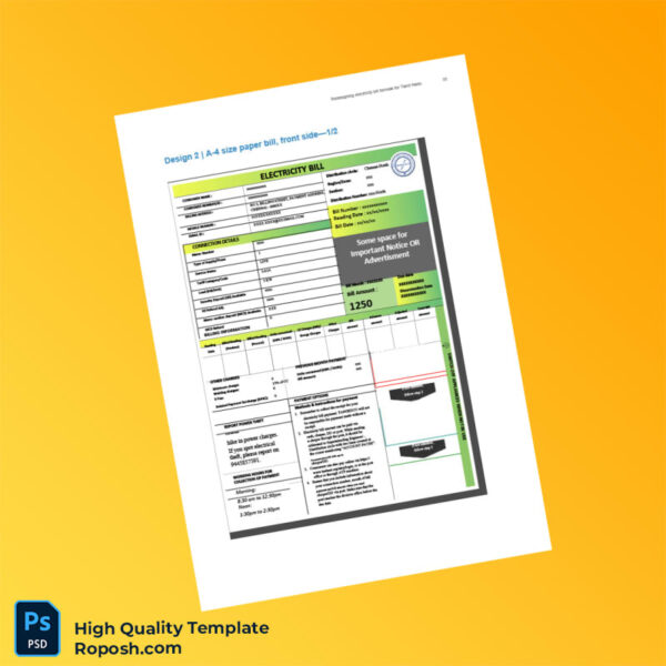 India Editable Electricity Bill Template in Word and PDF formats 6 page