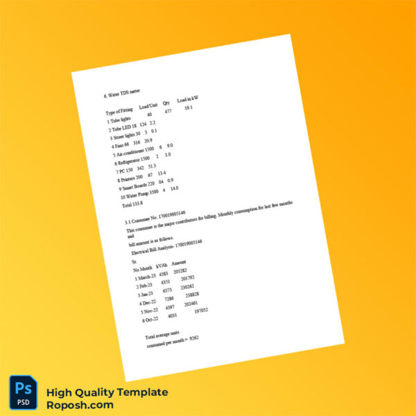 India Editable Energy Audit Report Template in Word and PDF formats 3 page