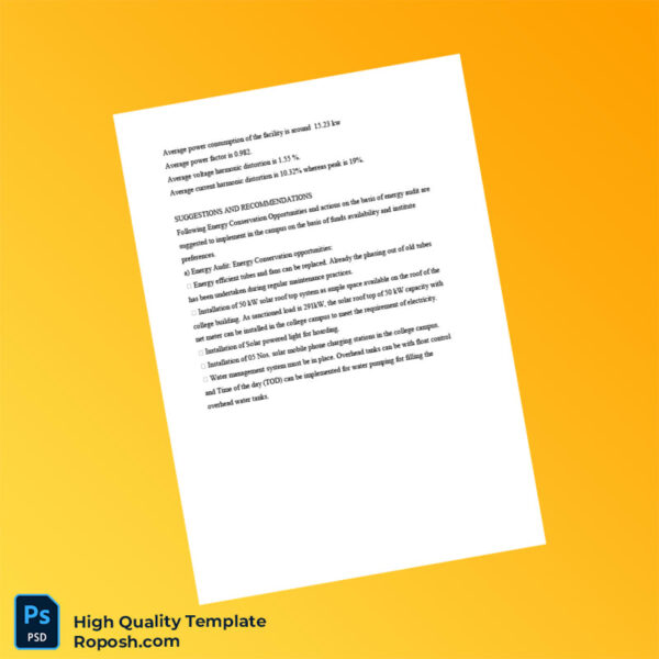 India Editable Energy Audit Report Template in Word and PDF formats 3 page